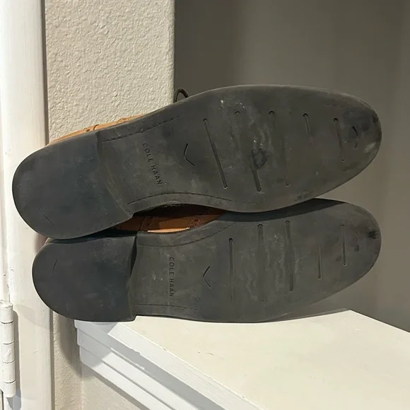 Cole Haan Mens C25805 Wing Tip Ox Oxford British Tan Size 10 Medium Leather - Picture 8 of 9